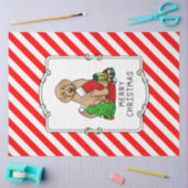 メリークリスマス2ゴールデンドードル（ゴールデンレッド）かわいい 薄葉紙 (クラフト)