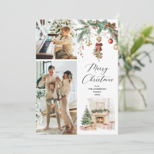 メリークリスマス2フォトウィンターシーン&緑 シーズンカード (スタンド正面)