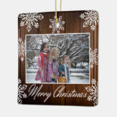 メリークリスマス2フォトウ素朴ィードスノーフレーク セラミックオーナメント (左)