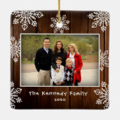 メリークリスマス2フォトウ素朴ィードスノーフレーク セラミックオーナメント (裏面)