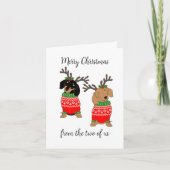 メリークリスマス2人がダックスフントを飾った カード (正面)