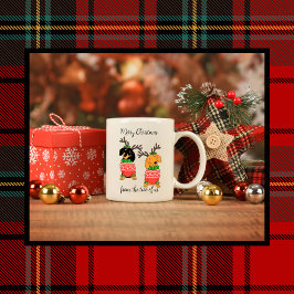 メリークリスマス2人がダックスフントを飾った コーヒーマグカップ