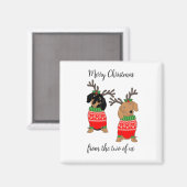 メリークリスマス2人がダックスフントを飾った マグネット (正面/裏面)