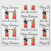 メリークリスマス2人がダックスフントを飾った ラッピングペーパー (フラット)