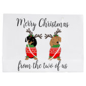 メリークリスマス2人がダックスフントを飾った ラージペーパーバッグ (裏面)