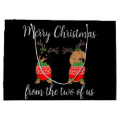 メリークリスマス2人がダックスフントを飾った ラージペーパーバッグ (裏面)