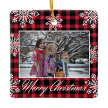 メリークリスマス2写真スノーフレーク赤い格子模様