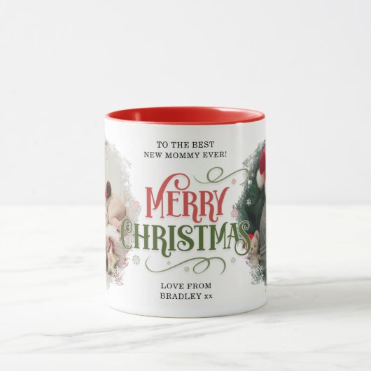 メリークリスマス2写真最高のニューモームエバーカスタム マグカップ (中央)
