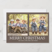 メリークリスマス2家族フォトブラ素朴ウン シーズンカード (正面)