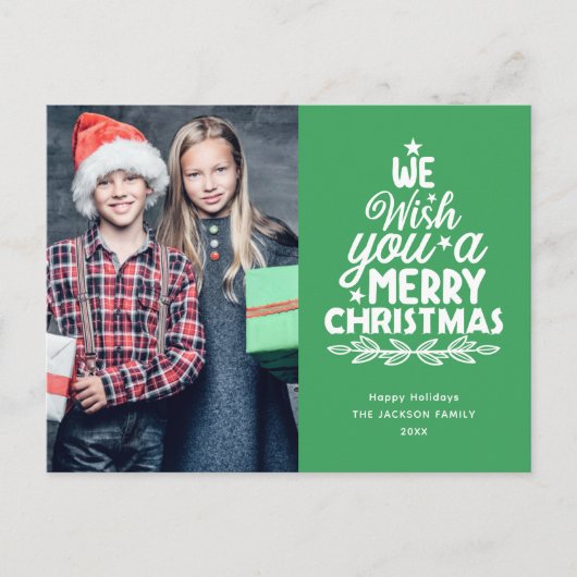 メリークリスマス2枚の写真ホリデーポストカード シーズンポストカード (正面)