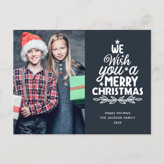 メリークリスマス2枚の写真ホリデーポストカード シーズンポストカード (正面)