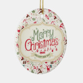 メリークリスマス2017の円形のオーナメント セラミックオーナメント (右)