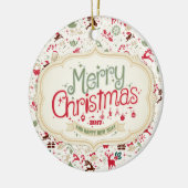 メリークリスマス2017の円形のオーナメント セラミックオーナメント (左)