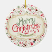 メリークリスマス2017の円形のオーナメント セラミックオーナメント (裏面)