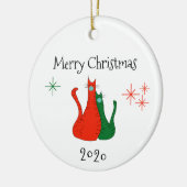 メリークリスマス2020ネコCovid顔マスク セラミックオーナメント (左)