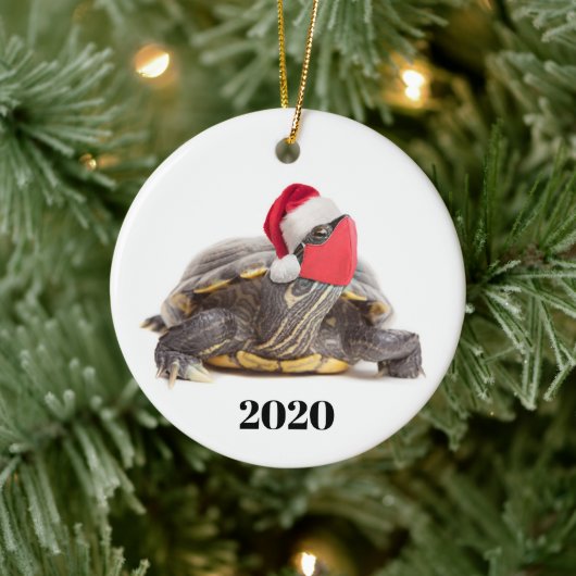 メリークリスマス2020亀の顔マスク セラミックオーナメント (ツリー)