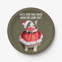 メリークリスマス2020太い猫の顔マスク ペーパープレート