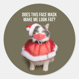 メリークリスマス2020太い猫の顔マスク ラウンドシール