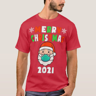 メリークリスマス2021サンタ着用マスクキッズトッド Tシャツ
