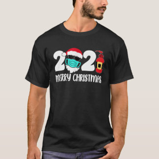 メリークリスマス2021サンタ着用マスク検疫 Tシャツ