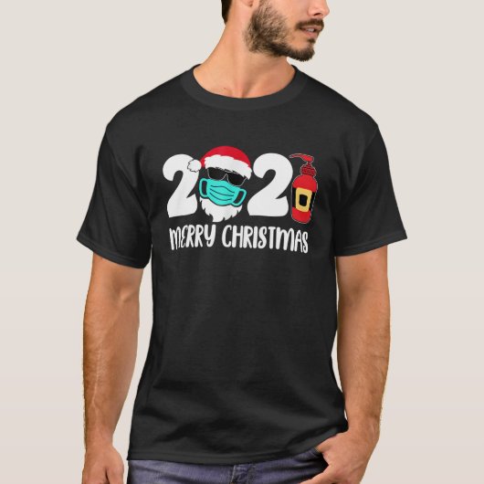 メリークリスマス2021サンタ着用マスク検疫 Tシャツ (正面)