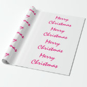 メリークリスマス2021ピンク白い書道可愛い ラッピングペーパー (アンロールド)
