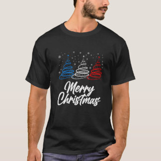 メリークリスマス2021愛国的なアメリカ赤青白 Tシャツ