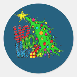 メリークリスマス2022年Tシャツ、ホホホホーのクリスマス ラウンドシール