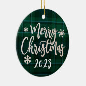 メリークリスマス2023グリーンプレイド セラミックオーナメント (右)