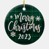 メリークリスマス2023グリーンプレイド セラミックオーナメント (裏面)