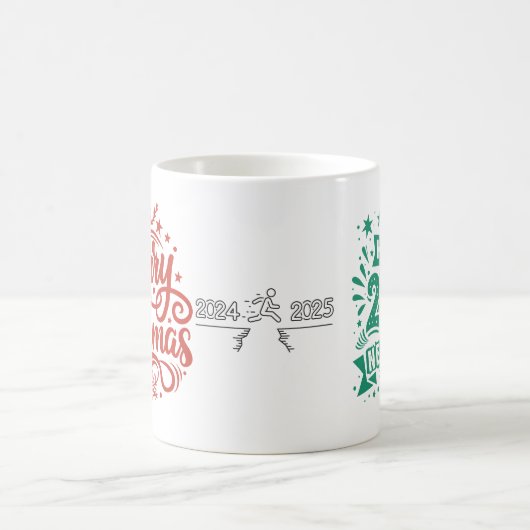 メリークリスマス2024から飛び降りるスティックマン コーヒーマグカップ (中央)