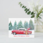 メリークリスマス2024パーソナライズされたヴィンテージシーン シーズンポストカード (スタンド正面)