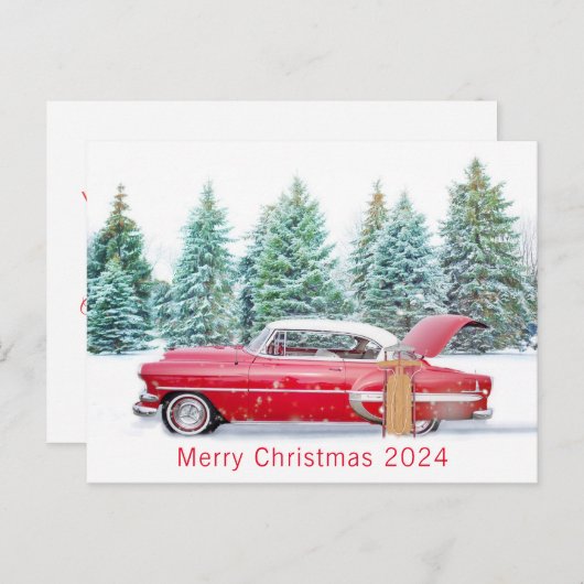 メリークリスマス2024パーソナライズされたヴィンテージシーン シーズンポストカード (正面/裏面)