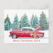 メリークリスマス2024パーソナライズされたヴィンテージシーン シーズンポストカード (正面)