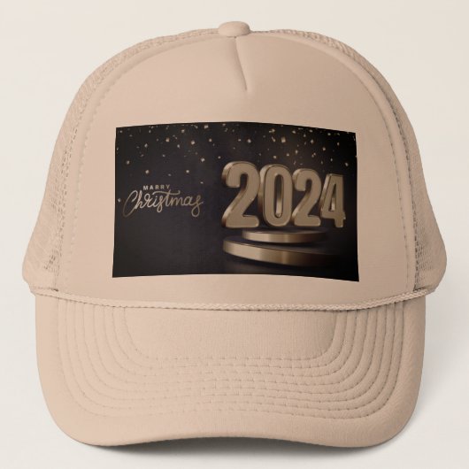 メリークリスマス2024プリントフェスティバルムードカーキ キャップ (正面)