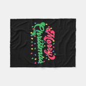 メリークリスマス2024家族のマッチングのクリスマスリグ フリースブランケット (正面(横))