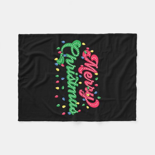 メリークリスマス2024家族のマッチングのクリスマスリグ フリースブランケット (正面(横))