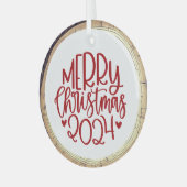 メリークリスマス2024赤 ガラスオーナメント (正面左)