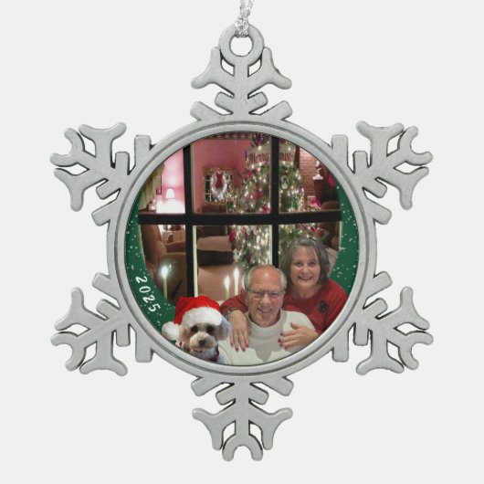 メリークリスマス2025スノーフレークオーナメント スノーフレークピューターオーナメント (正面)