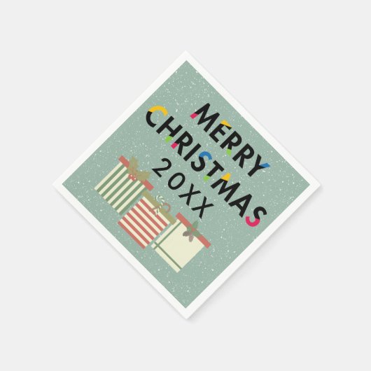 メリークリスマス20XXテンプレートギフトボックス スタンダードカクテルナプキン (角)