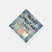 メリークリスマス20XXテンプレート雪片ギフトボックス スタンダードカクテルナプキン (角)