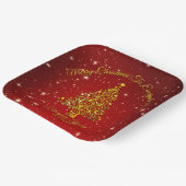 メリークリスマス20XX赤い金ゴールドの木スター9"スクエア ペーパープレート (傾斜あり)