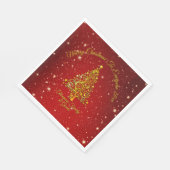 メリークリスマス20XX赤い金ゴールドツリースターズランチ スタンダードランチョンナプキン (角)