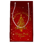 メリークリスマス20XX赤い金ゴールドツリースター スモールペーパーバッグ (正面)