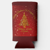 メリークリスマス20XX赤い金ゴールドツリースター スリム缶クーラー (裏面)