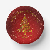 メリークリスマス20XX赤い金ゴールドツリースター ペーパーボウル (正面)