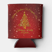 メリークリスマス20XX赤い金ゴールドツリースター 缶クーラー (正面)