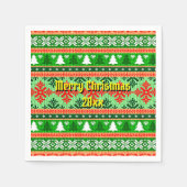 メリークリスマス20XX追加文字年クリスマスニット スタンダードカクテルナプキン (正面)