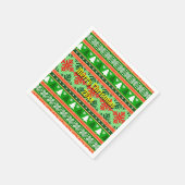 メリークリスマス20XX追加文字年クリスマスニット スタンダードカクテルナプキン (角)