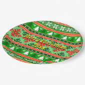 メリークリスマス20XX追加文字年クリスマスニット ペーパープレート (アングル)